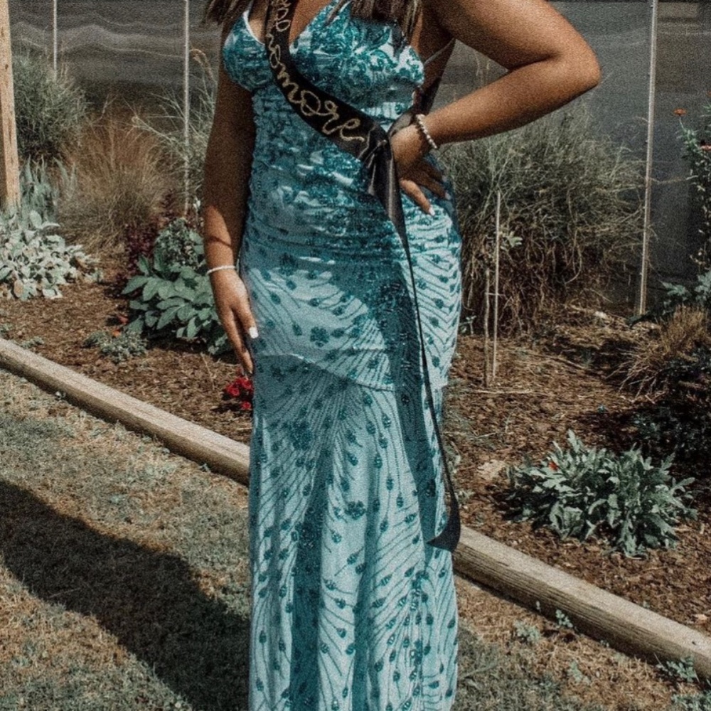 Blue Sequin Formal Gown